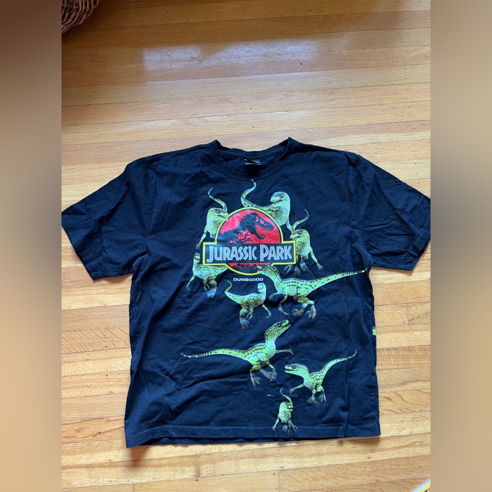 Dumbgood XL Jurassic Park raptor velociraptor t-shirt black dinosaur dinos